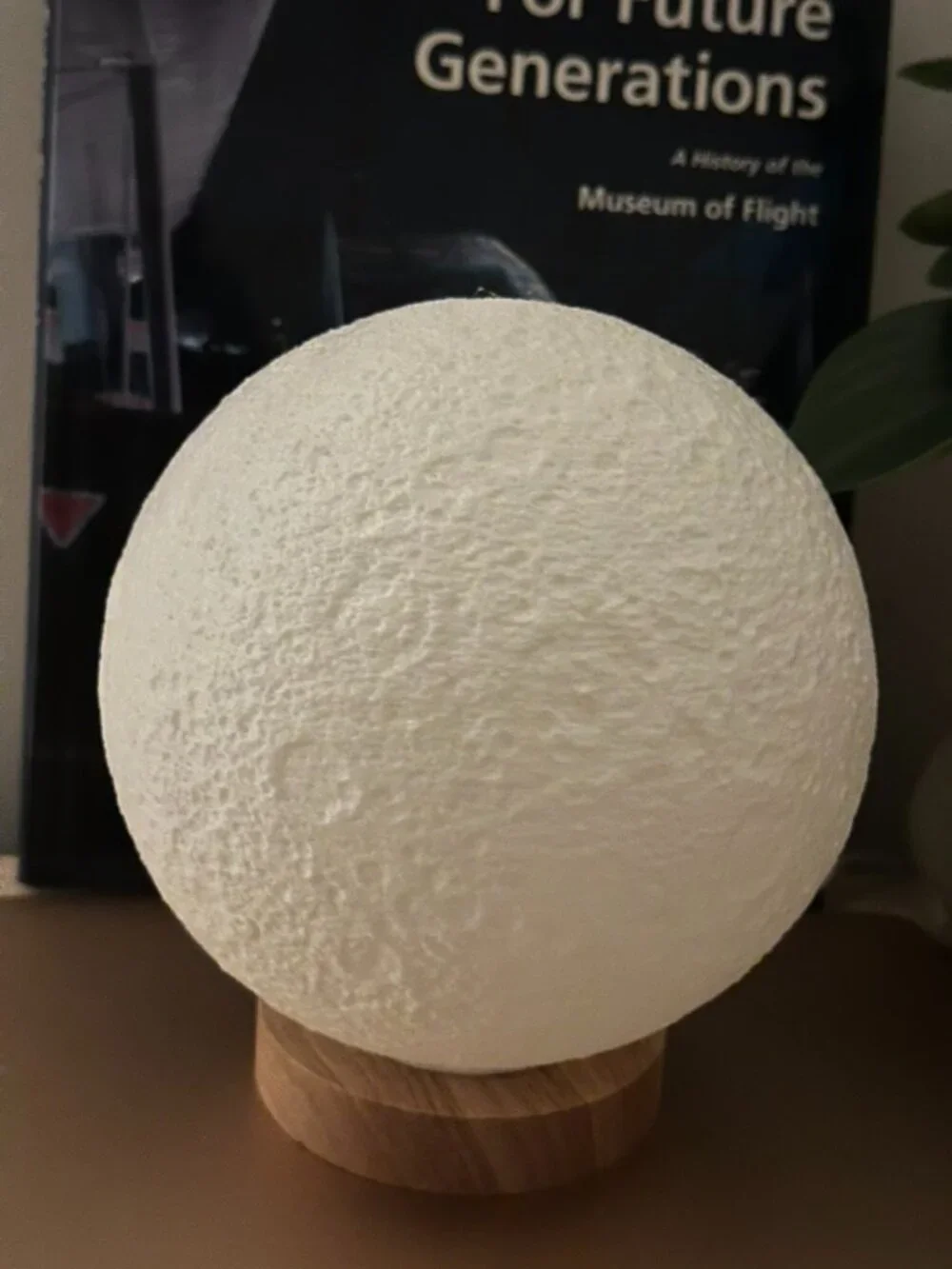 3D Printed Moon Lamp with Wooden LED Stand | Cozy Lunar Night Light